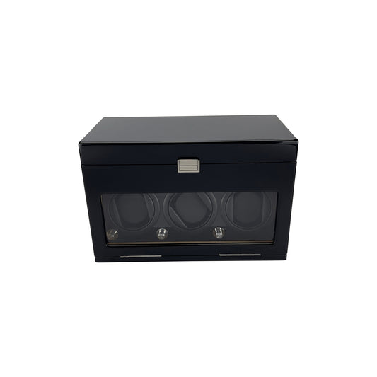 LW137 Watch Winder Box – Gloss Black & Camel Velvet - Leader