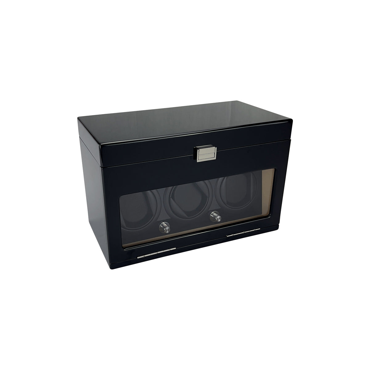 LW137 Watch Winder Box – Gloss Black & Camel Velvet - Leader