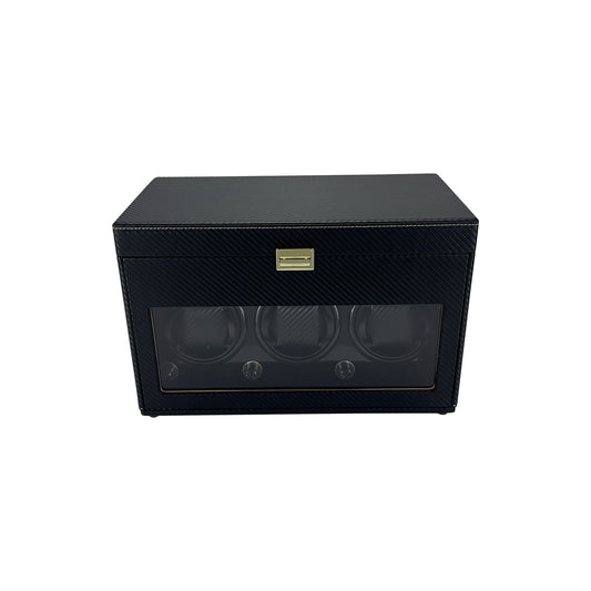 LW127 Watch Winder Box – Carbon Fiber & Camel Velvet - Leader