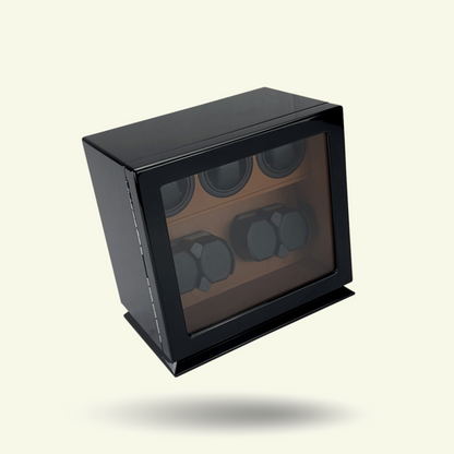 LW157 Watch Winder 7 Watches – Gloss Black & Brown - Leader