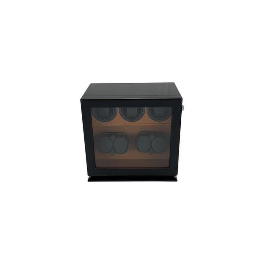 LW157 Watch Winder 5 Watches – Gloss Black & Brown - Leader