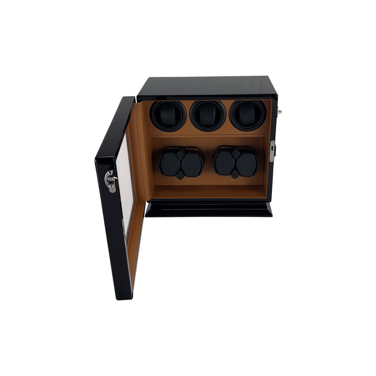 LW157 Watch Winder 5 Watches – Gloss Black & Brown - Leader