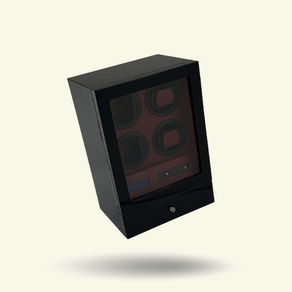 LW64 Watch Winder 4 Watches – Gloss Black & Red - Leader