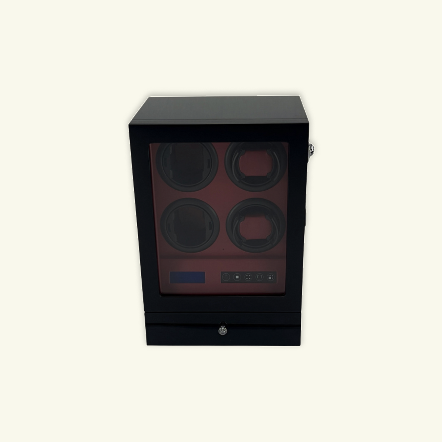LW64 Watch Winder 4 Watches – Gloss Black & Red - Leader