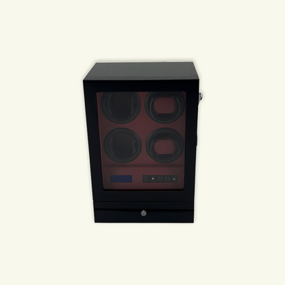 LW64 Watch Winder 4 Watches – Gloss Black & Red - Leader