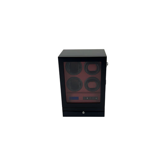 LW64 Watch Winder 4 Watches – Gloss Black & Red - Leader