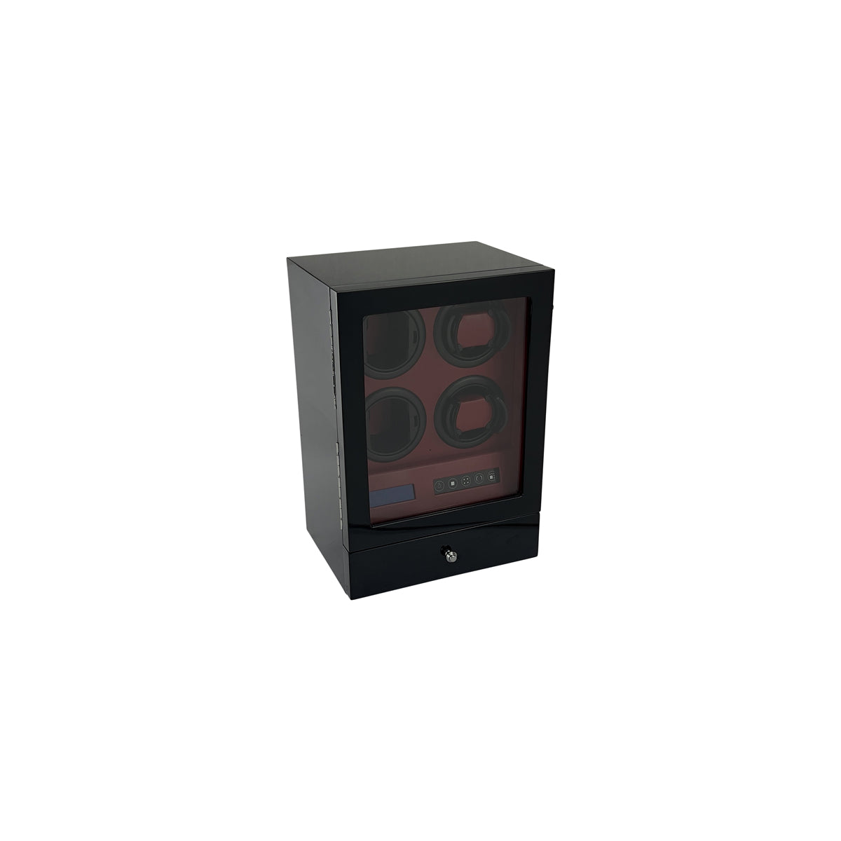 LW64 Watch Winder 4 Watches – Gloss Black & Red - Leader