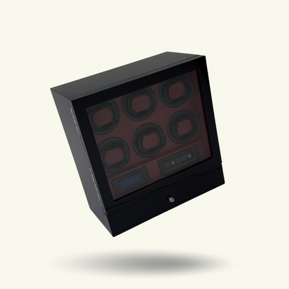 LW56 Watch Winder 6 Watches – Gloss Black & Red - Leader