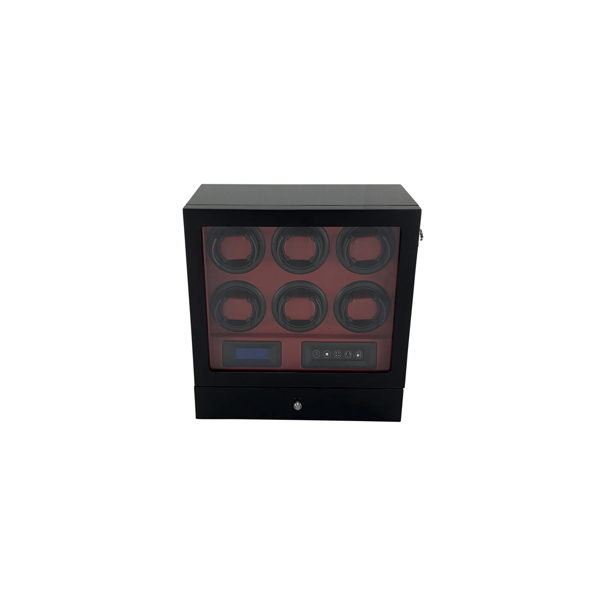 LW56 Watch Winder 6 Watches – Gloss Black & Red - Leader