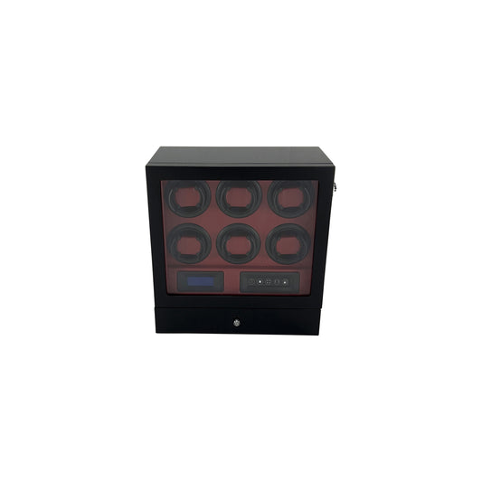 LW56 Watch Winder 6 Watches – Gloss Black & Red - Leader