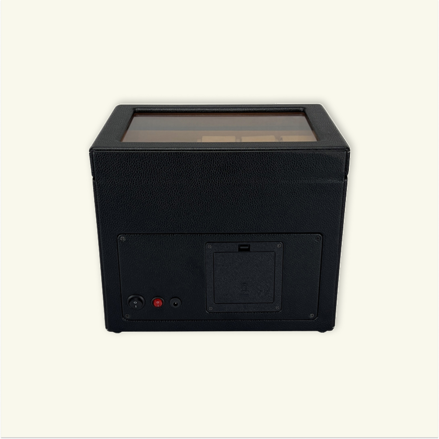 LW117 Watch Winder Box – Black Leather & Camel Velvet - Leader