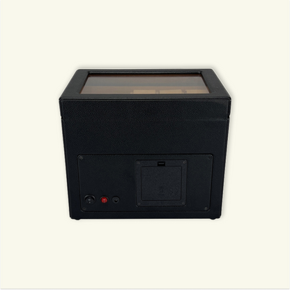 LW117 Watch Winder Box – Black Leather & Camel Velvet - Leader