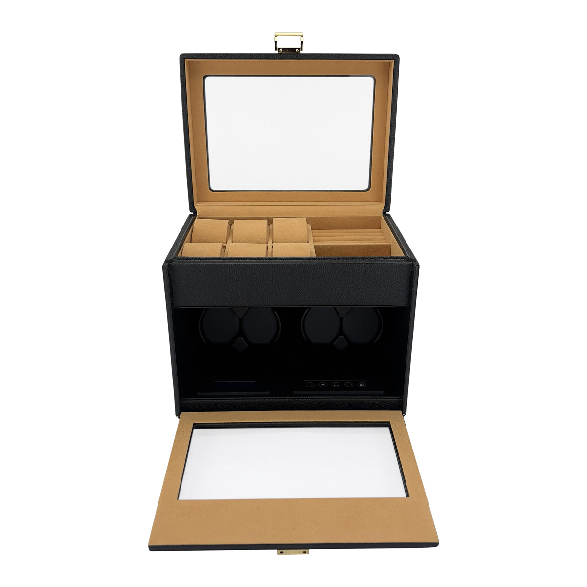 LW117 Watch Winder Box – Brown & Camel Velvet - Leader