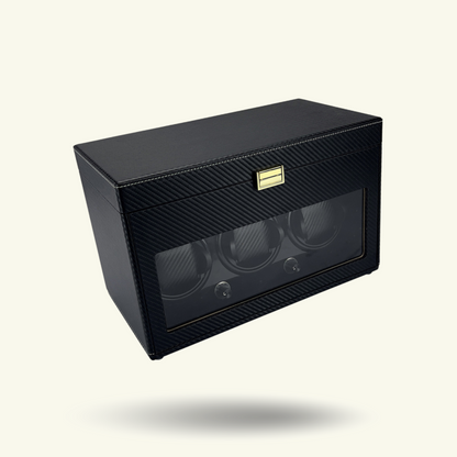 LW127 Watch Winder Box – Carbon Fiber & Camel Velvet - Leader
