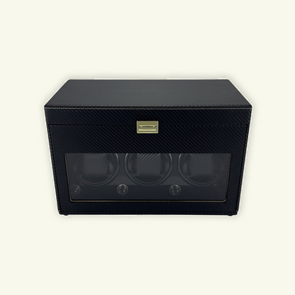 LW127 Watch Winder Box – Carbon Fiber & Camel Velvet - Leader