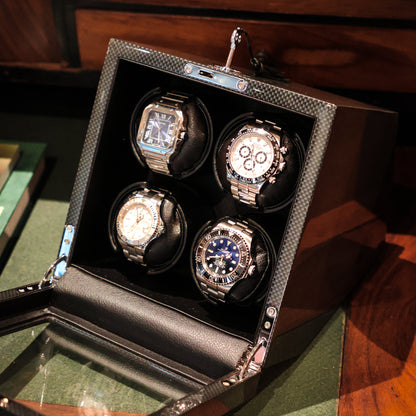 LW14 Watch Winder 4 Watches – Carbon Fiber - Leader