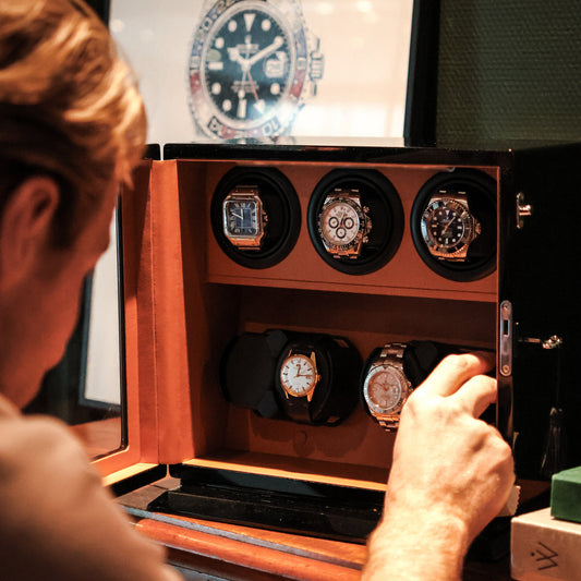 LW157 Watch Winder 7 Watches – Gloss Black & Brown - Leader